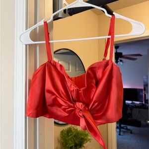 Chic Satin Tie-Front Bandeau Top